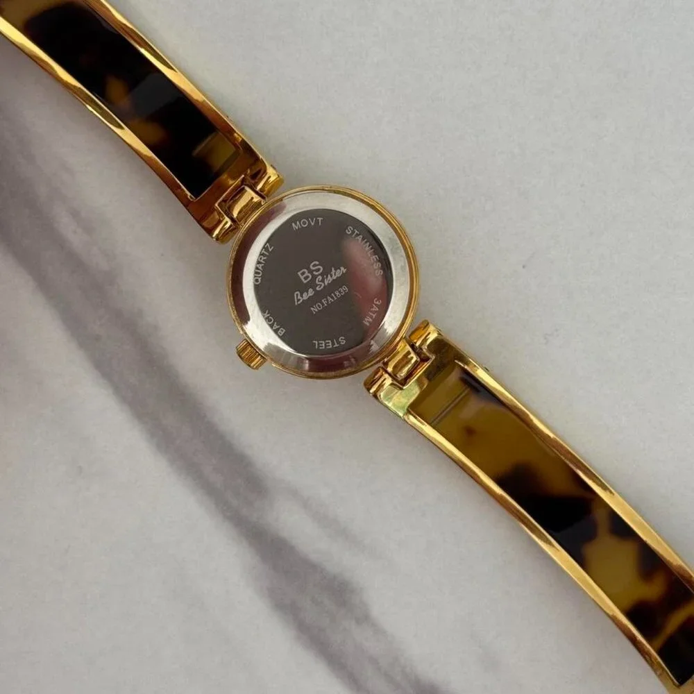 Sku0270 Retro Gold Brown Gemstones Women Watch Bracelet Stainless steel+gift bag